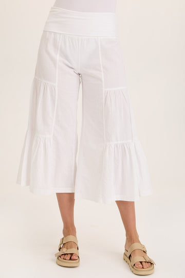 Linen Side-Tier Wide Leg Palazzo