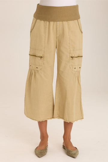 Pasqual Cotton Linen Flowy Cargo Crop