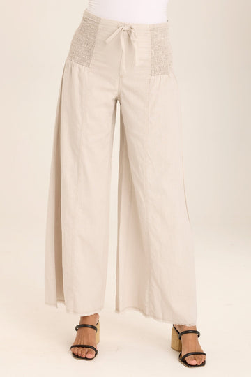 Kaj Wide Leg Cotton Linen Flare Pant