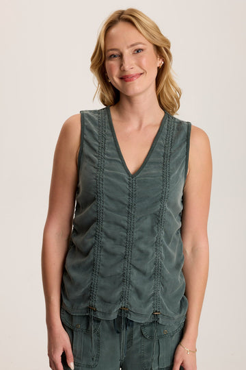 Mitzi Twill Cinched Cord Tank