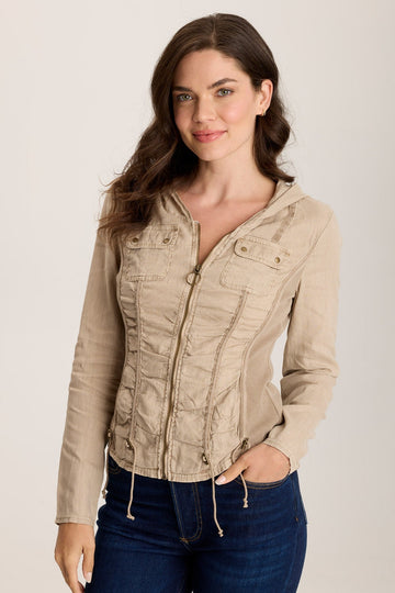Balvino Linen Ruched Cord Jacket