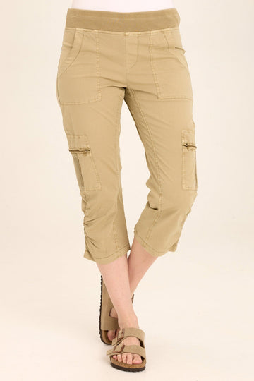 Nadia Pull-On Slim Cargo Crop