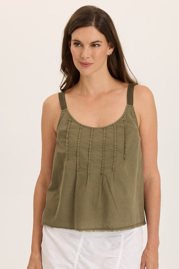 Shawnie Linen Billowy Pintuck Tank