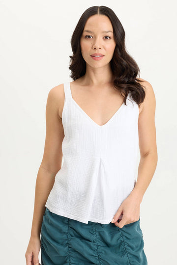 Hedley Gauze/Jersey Box Pleat Tank