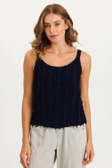 Haddon Stripe Voile/Jersey A-Line Tank