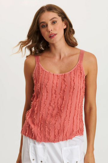 Haddon Stripe Voile/Jersey A-Line Tank
