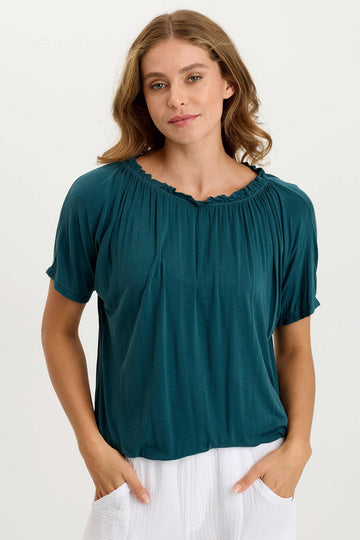 Deitra Jersey Shirred Tee