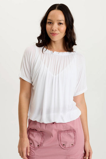 Deitra Jersey Shirred Tee