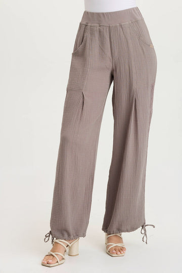 Lenka Gauze Cinched Wide-Leg Pant
