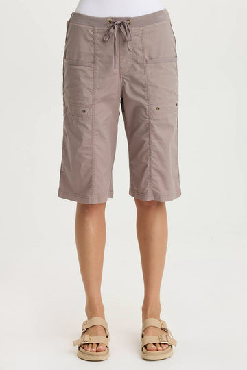 Preto Poplin Wide-Leg Bermuda Short