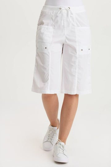 Preto Poplin Wide-Leg Bermuda Short