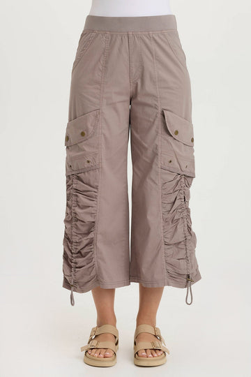 Muldoon Poplin Ruched Wide-Leg Crop Pant