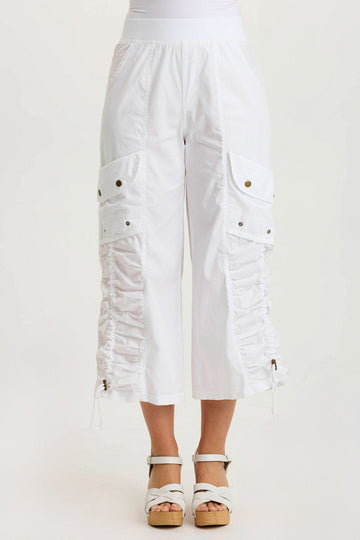 Muldoon Poplin Ruched Wide-Leg Crop Pant
