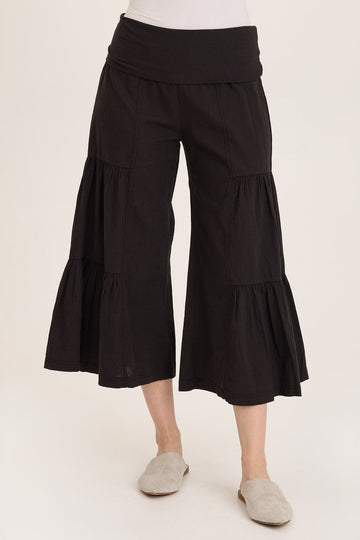 Linen Side-Tier Wide Leg Palazzo