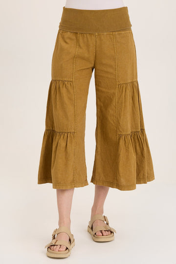 Linen Side-Tier Wide Leg Palazzo