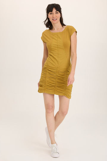 Aviana Stretch Poplin Ruched Mini Dress
