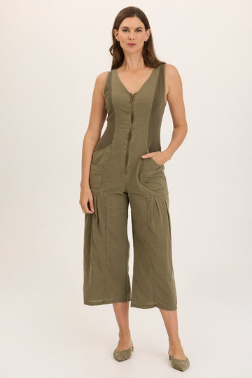 Linen Macgowan Wide Leg Zipper Jumpsuit