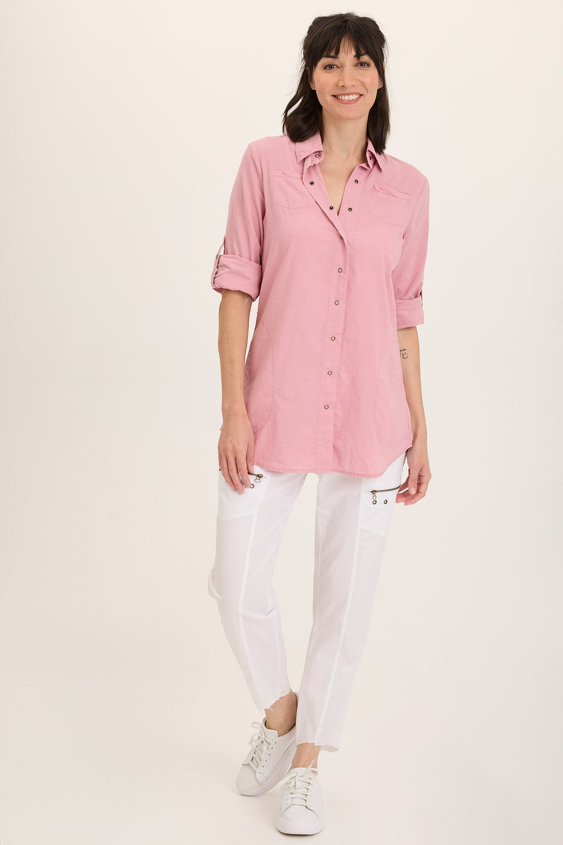 Reporter Soft Voile Button-Down Blouse