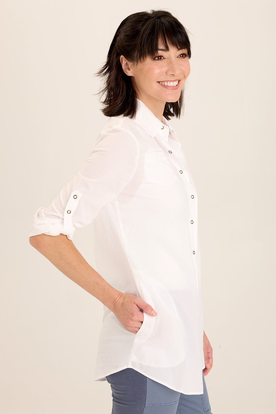 Reporter Soft Voile Button-Down Blouse