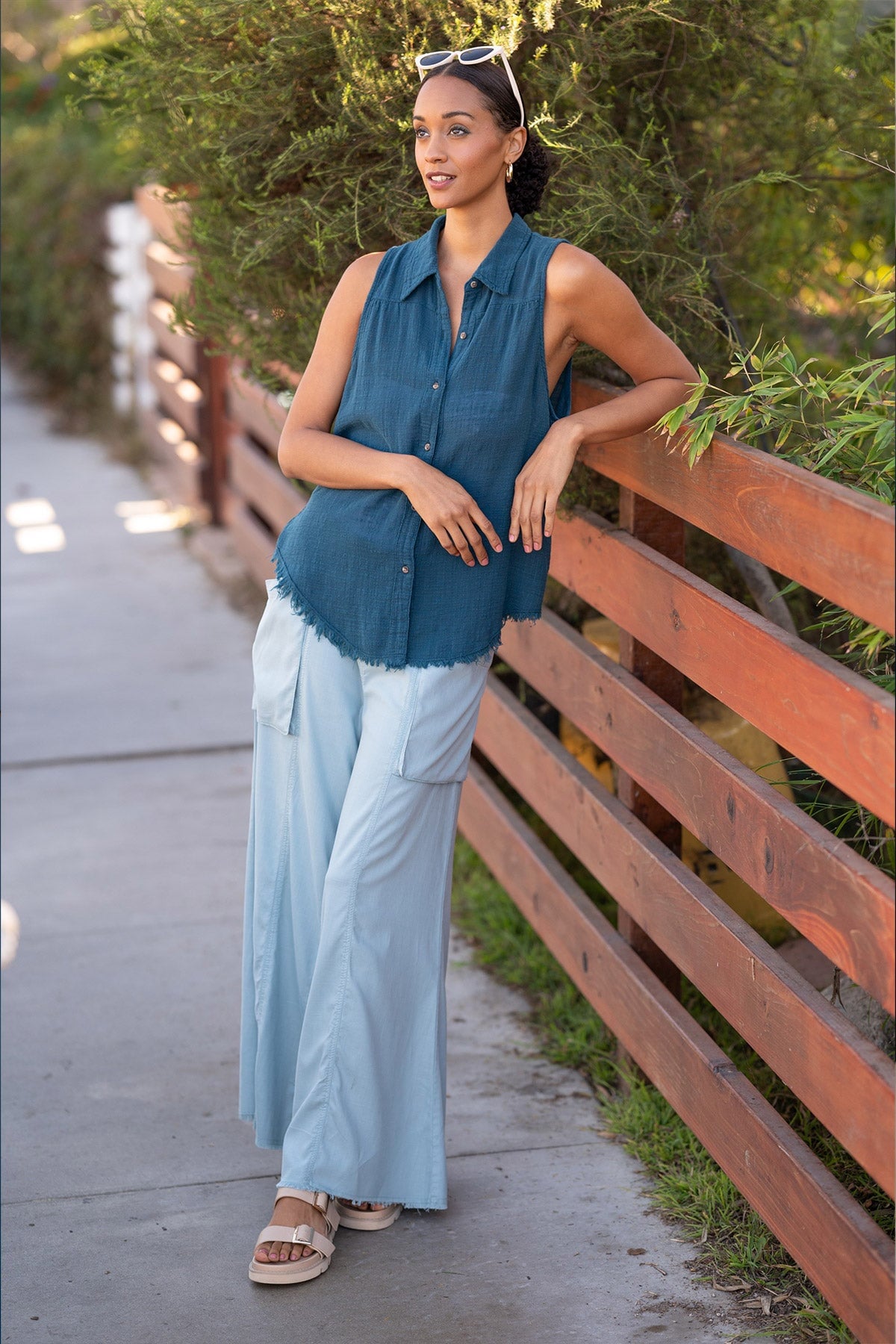 Otto Gauze Button-Up Tank