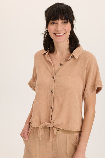 Teagan Gauze Tie-Up Top
