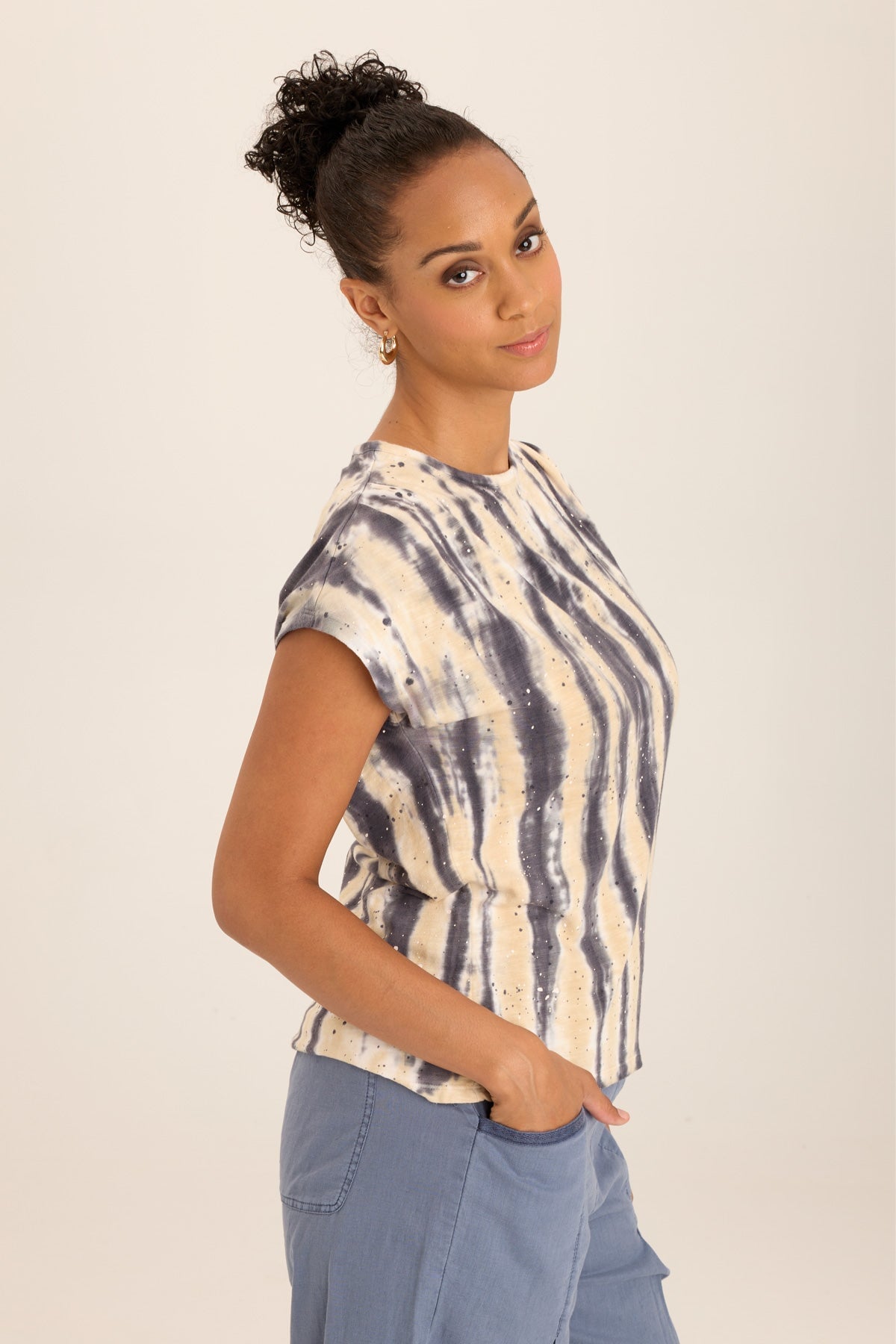 Arwen Soft  Jersey Mock Neck Tee