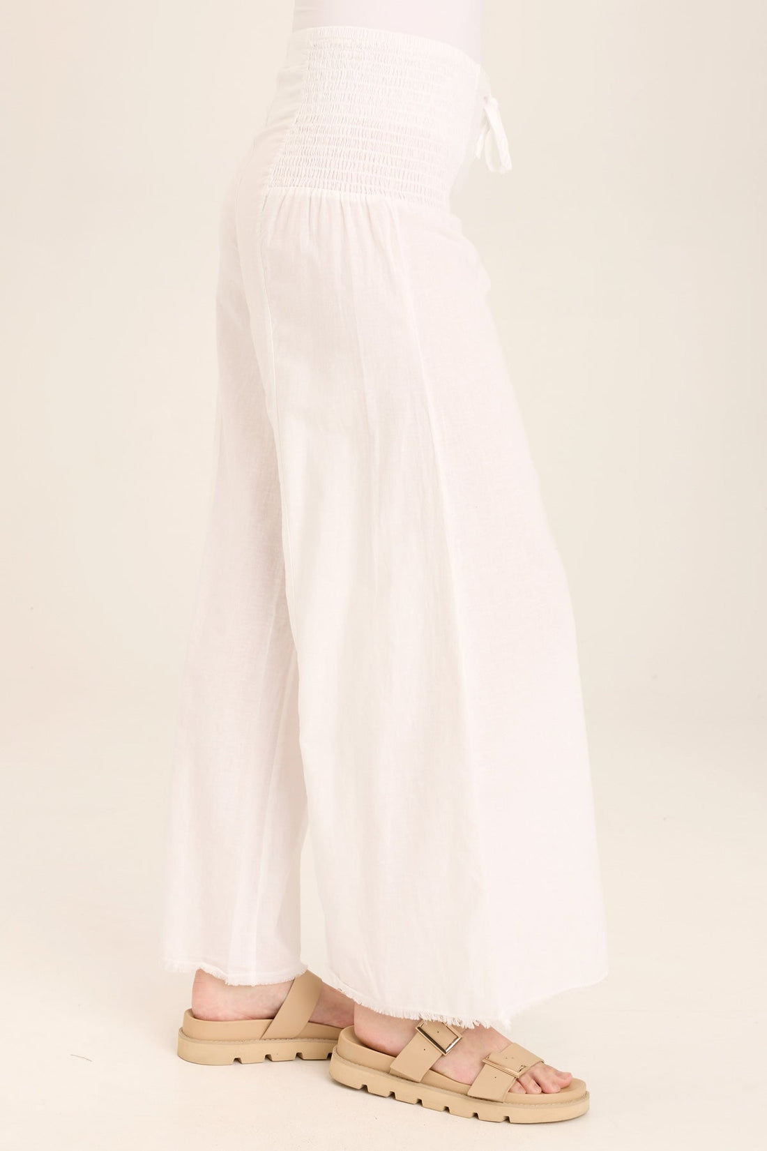 Kaj Wide Leg Cotton Linen Flare Pant