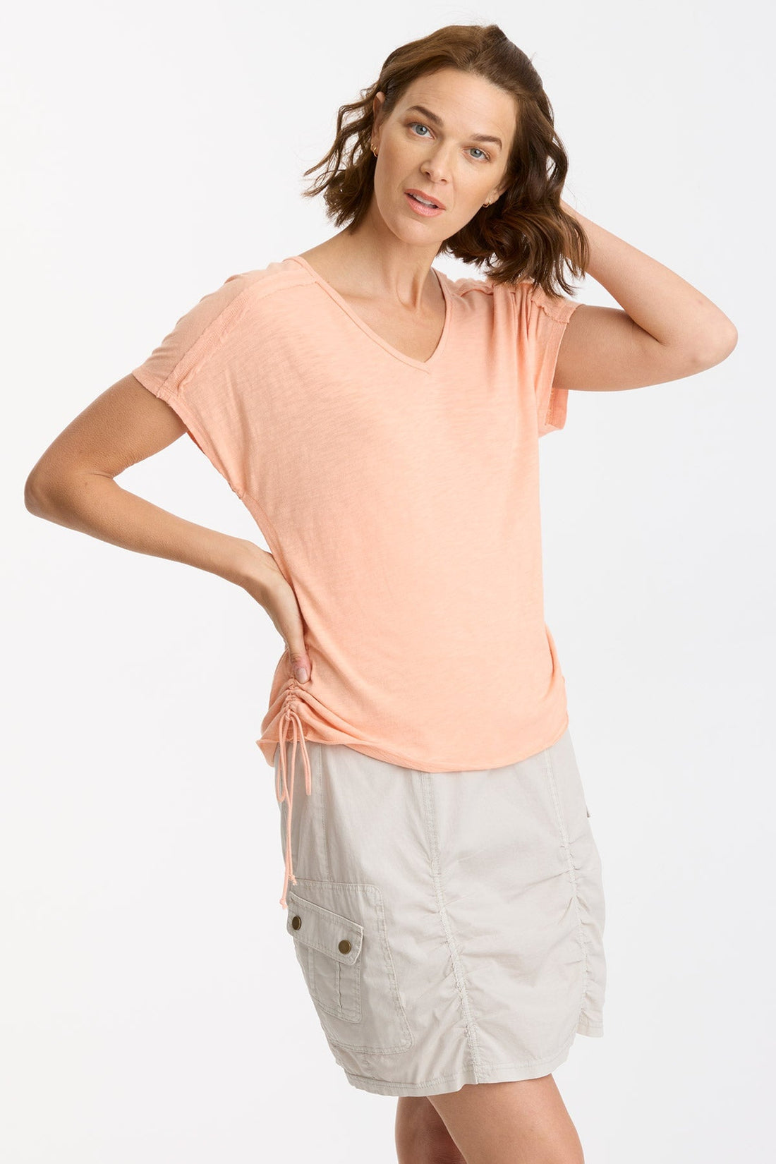 Diggory Cinched Cord V-Neck Jersey Tee