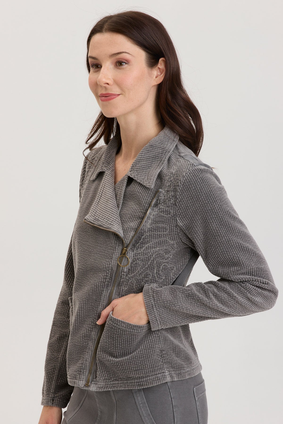 Voni Embroidered Moto Jacket