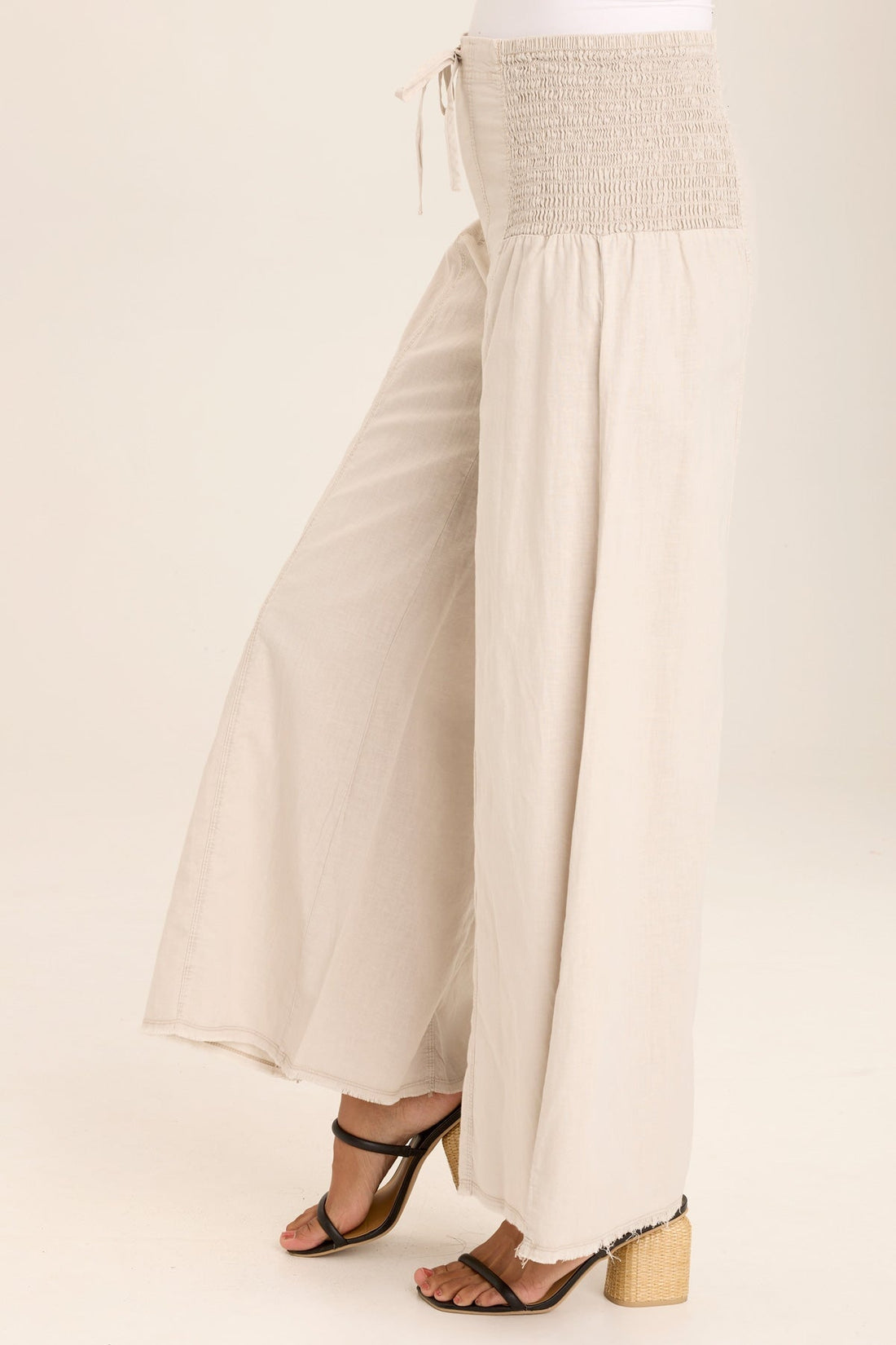 Kaj Wide Leg Cotton Linen Flare Pant