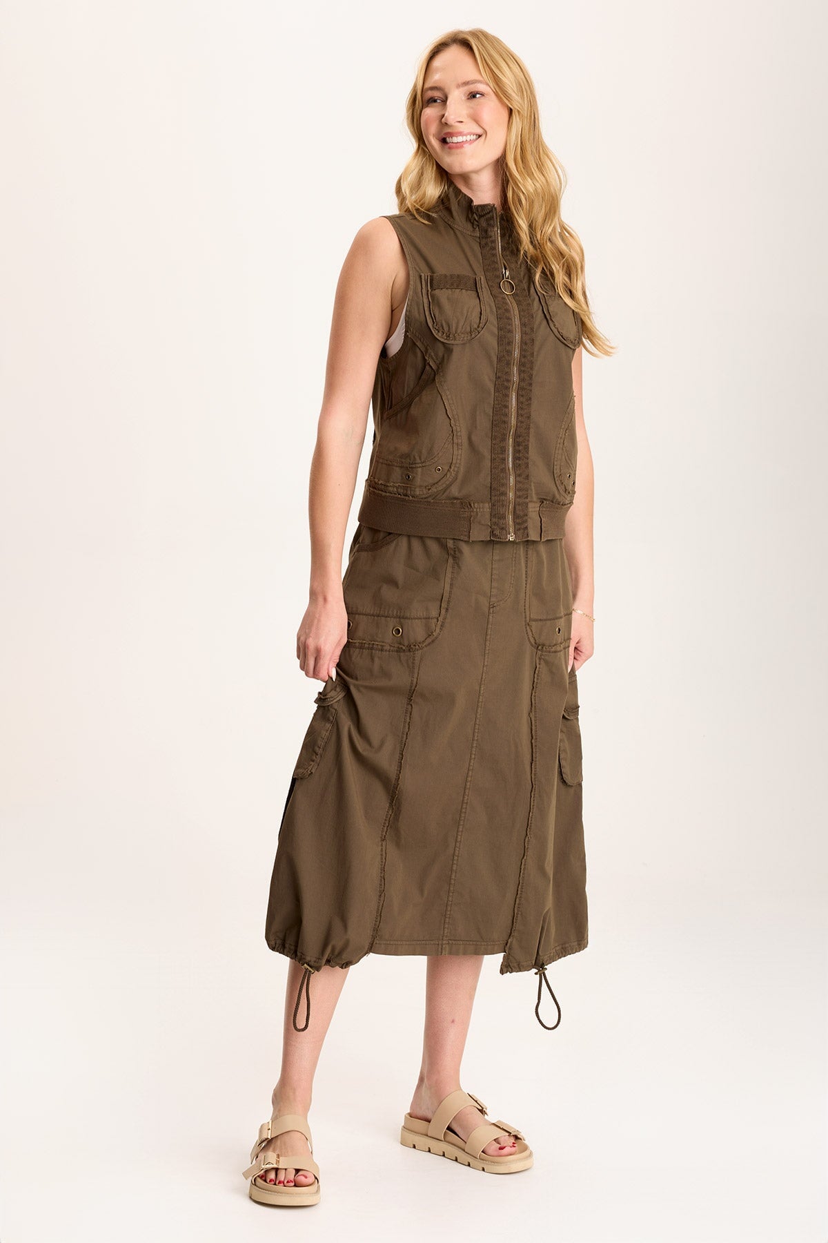 Grindelle Cargo Vest in Poplin and Jersey