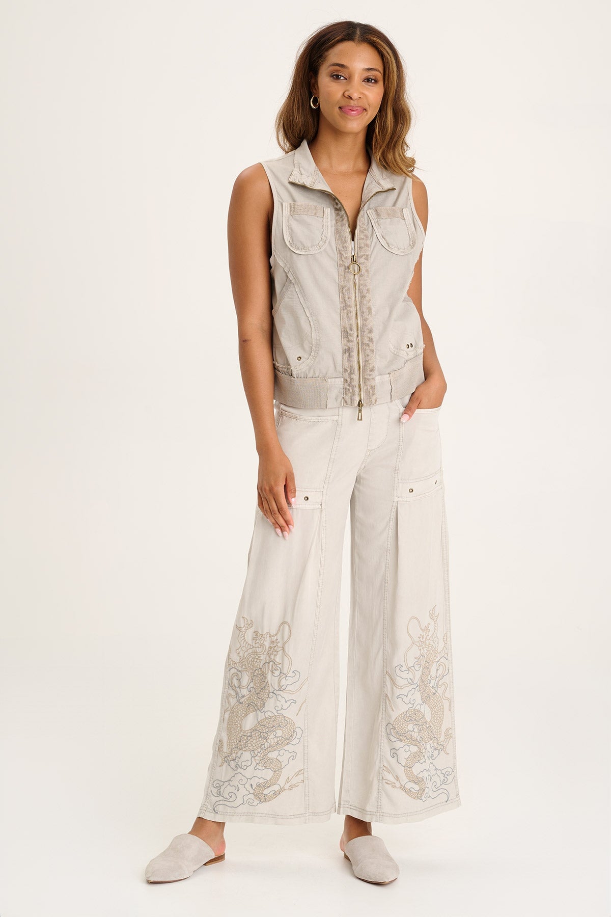 Grindelle Cargo Vest in Poplin and Jersey
