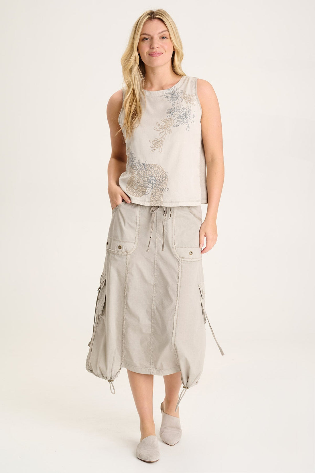 Castalina Poplin Cargo Midi Skirt