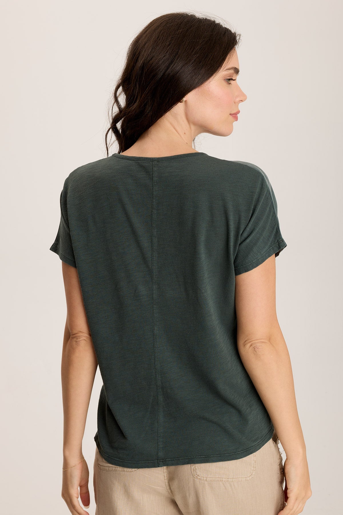 Jolina Twill V-Neck Embroidered Tee