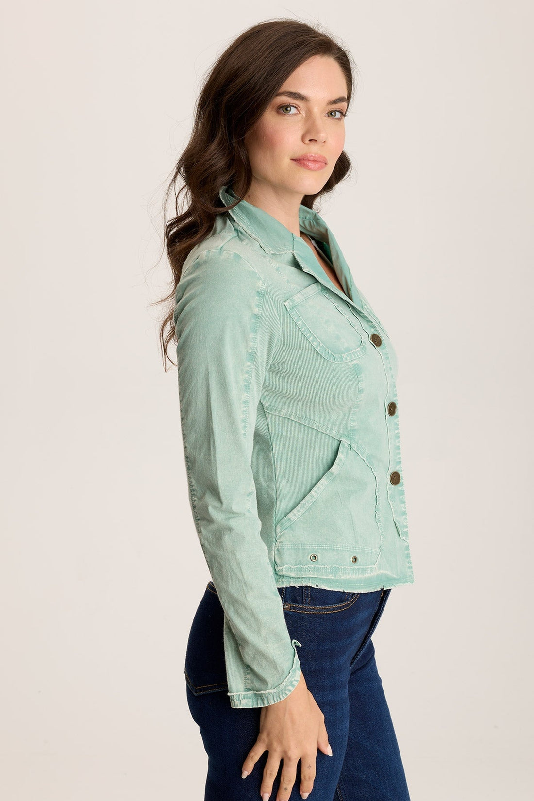 Munir Three-Button Jacket with Lapel Collar