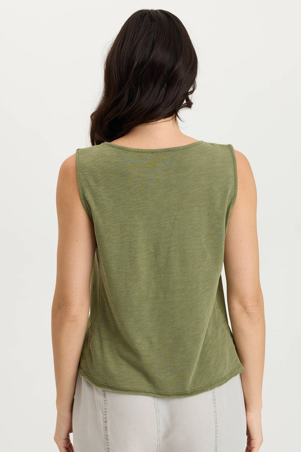 Landis Peforated Poplin + Jersey Pocket Tank