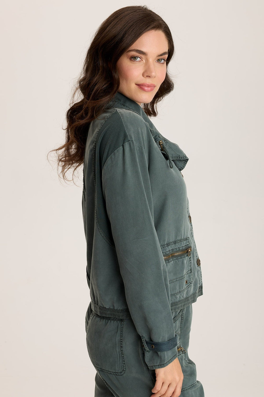 Oziel Twill Utility Jacket with Drawstring Collar