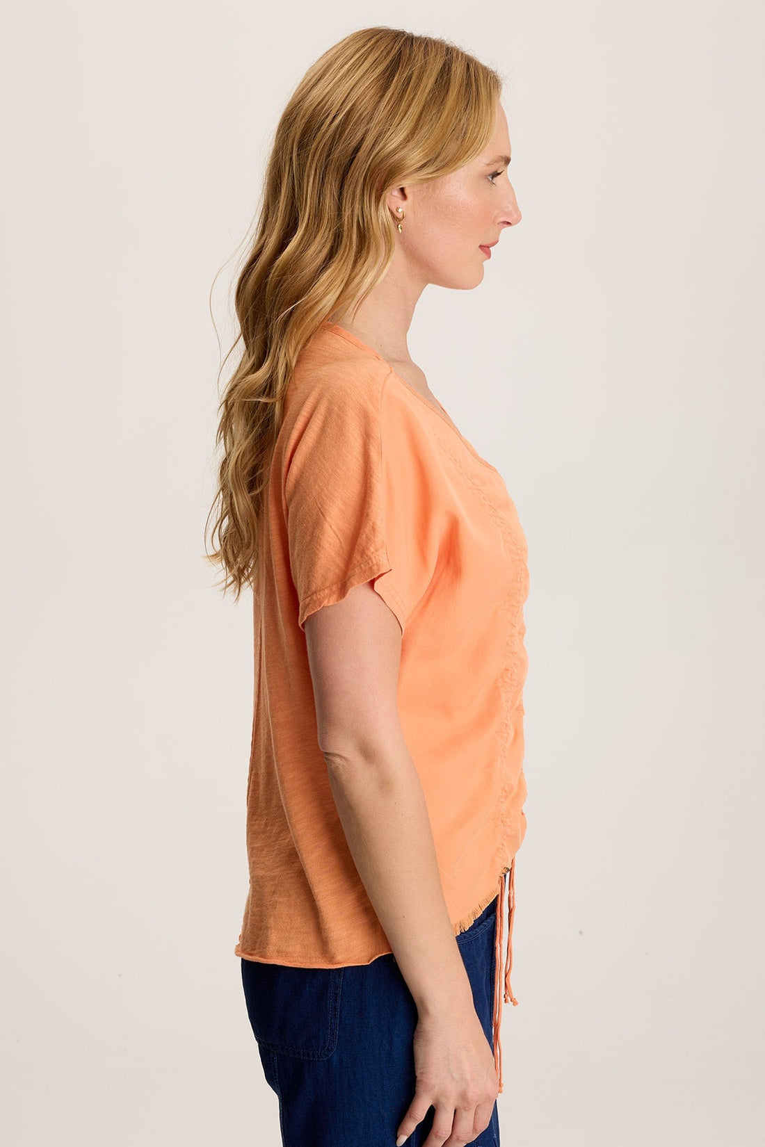 Werner Twill Ruched Cord Relaxed V-Neck Tee