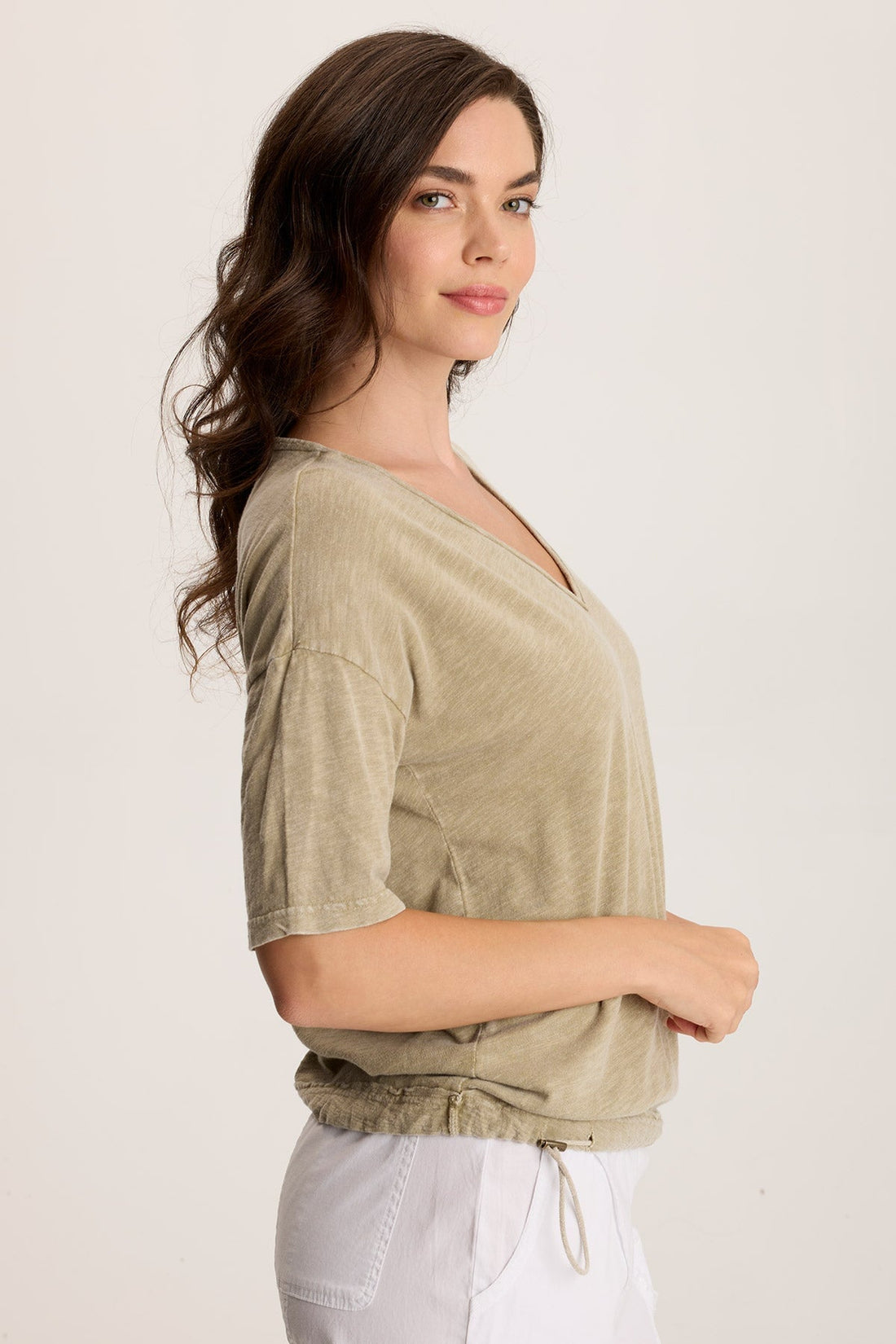 Rajni V-Neck Cinchable Hem Tee