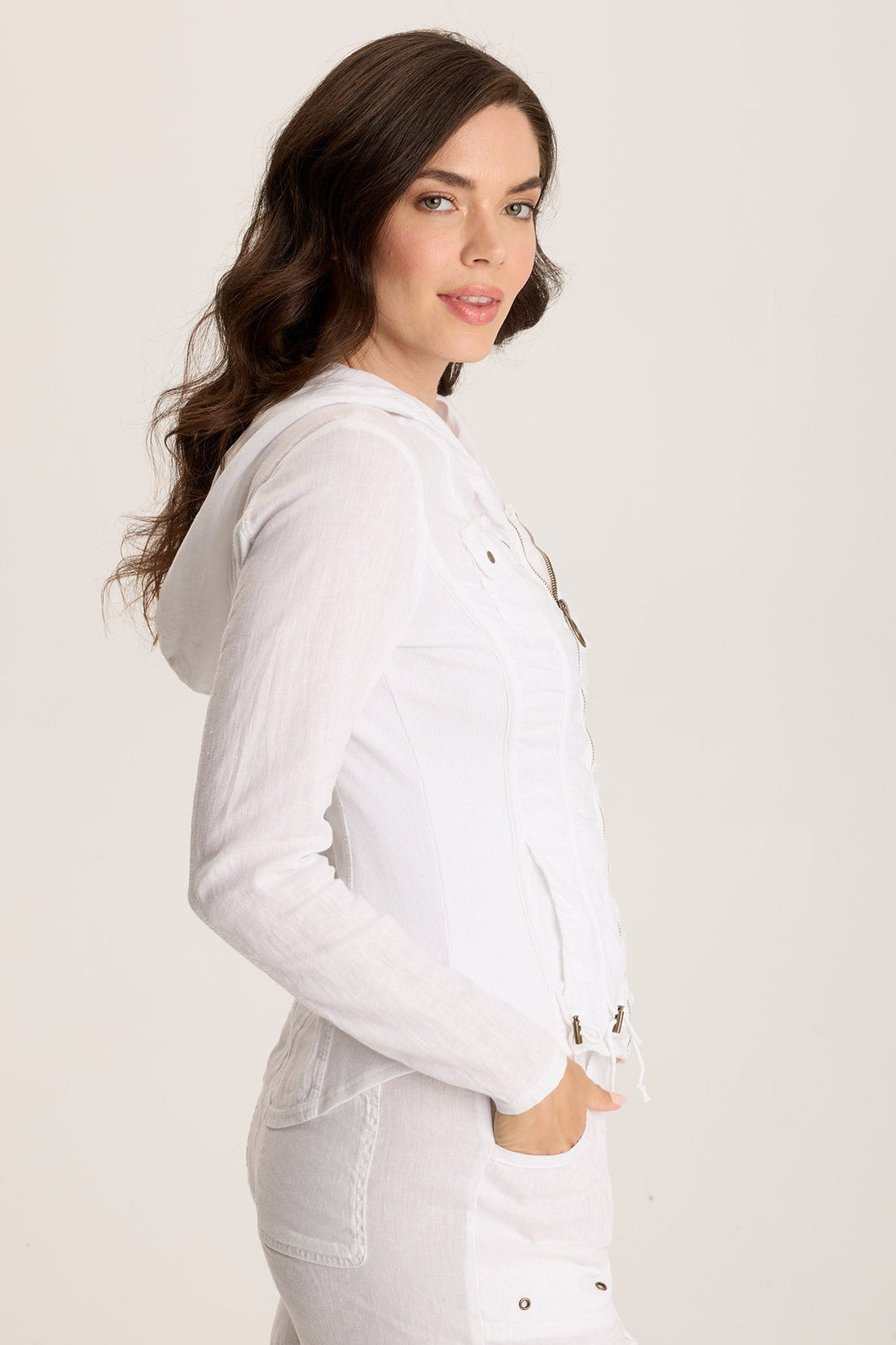 Balvino Linen Ruched Cord Jacket