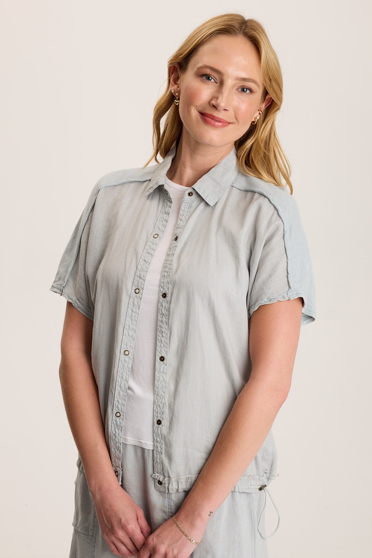 Inola Linen Cinched Button-Up Top
