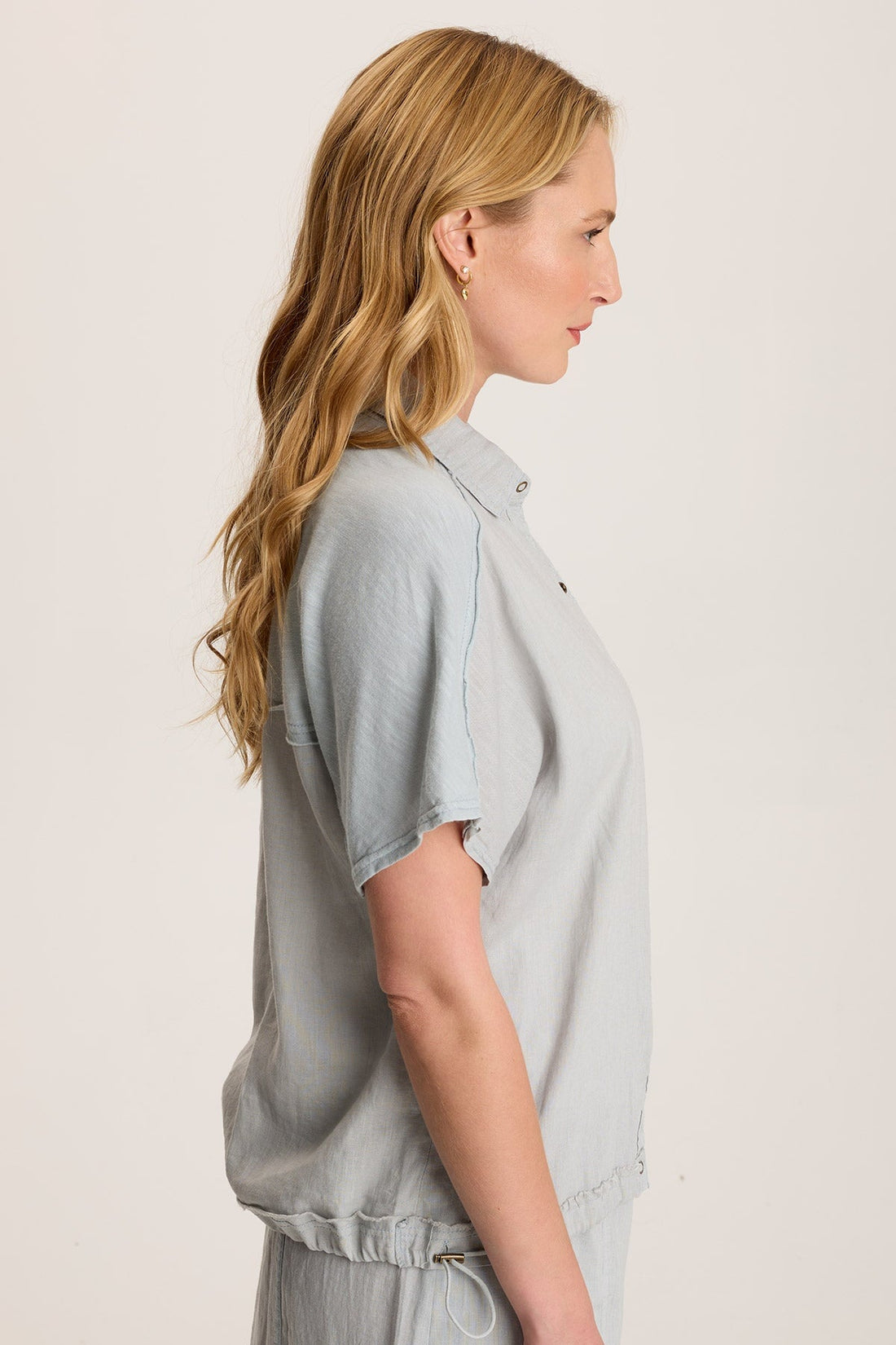 Inola Linen Cinched Button-Up Top