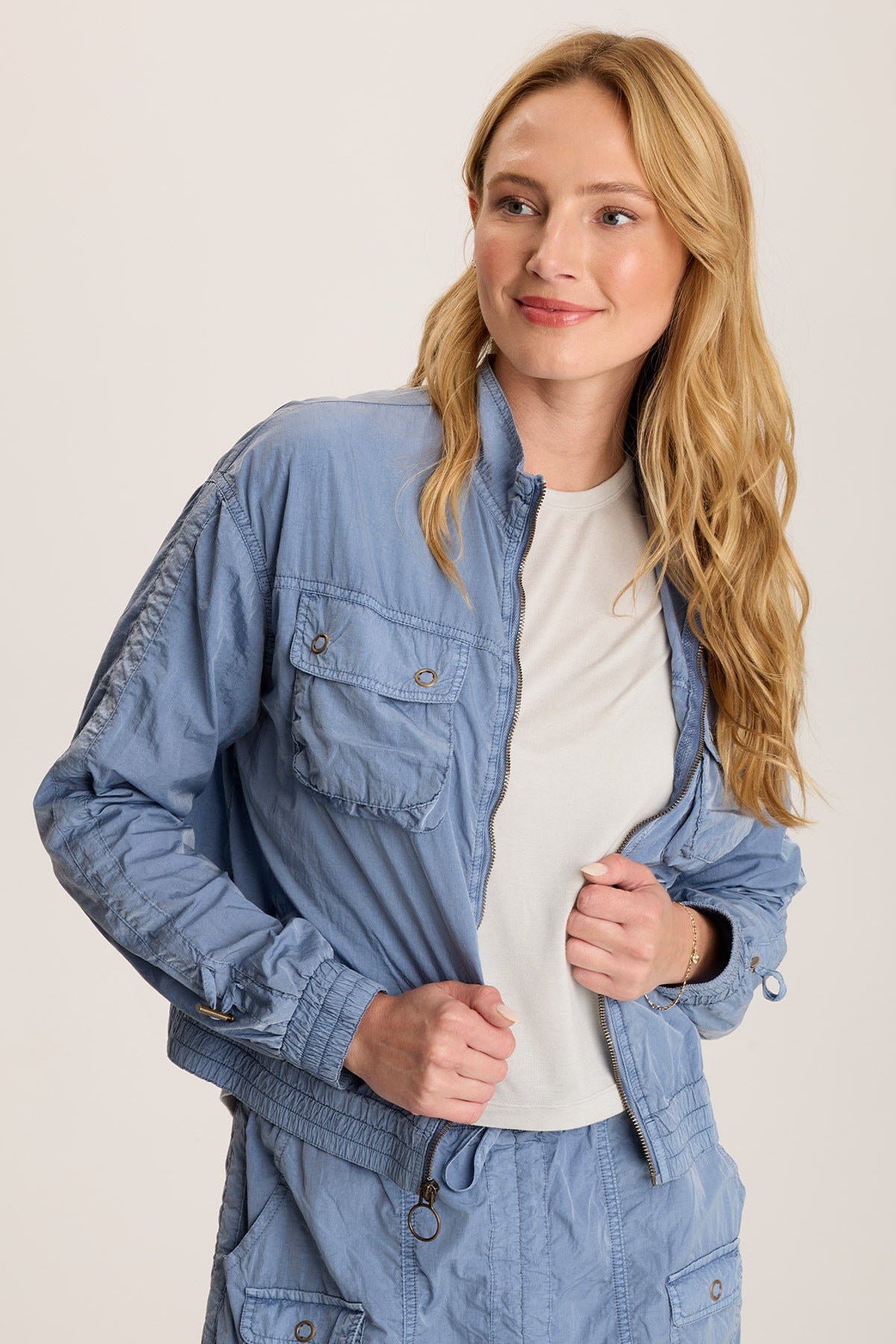 Burris Ruched Athletic Bomber Jacket