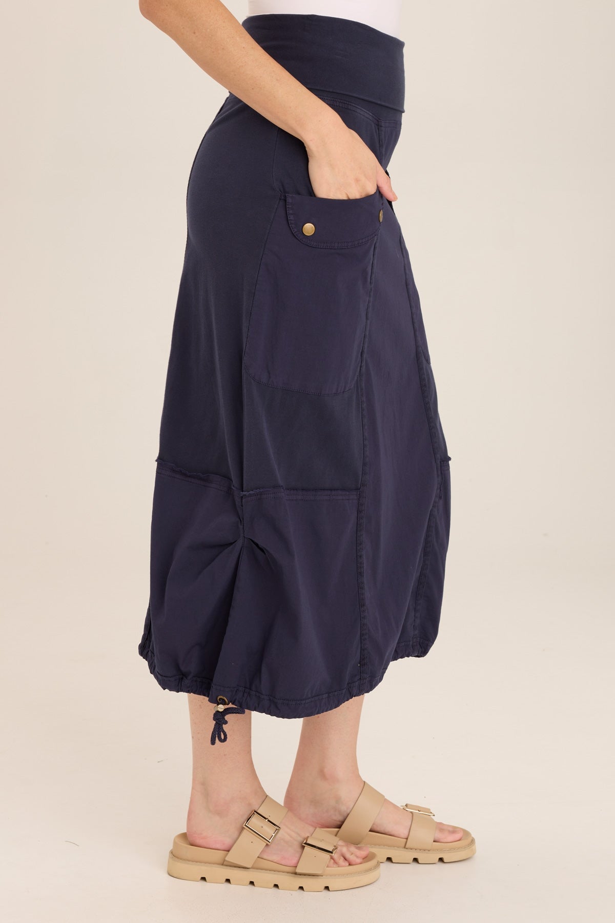 Marconi Cargo Cinch Bubble Hem Midi Skirt