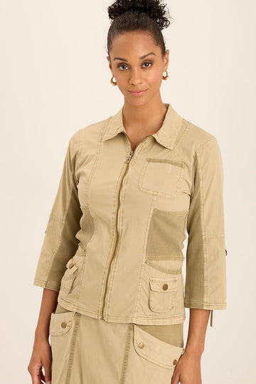 Wexel Poplin/Stretch Rib Fitted Cargo Jacket