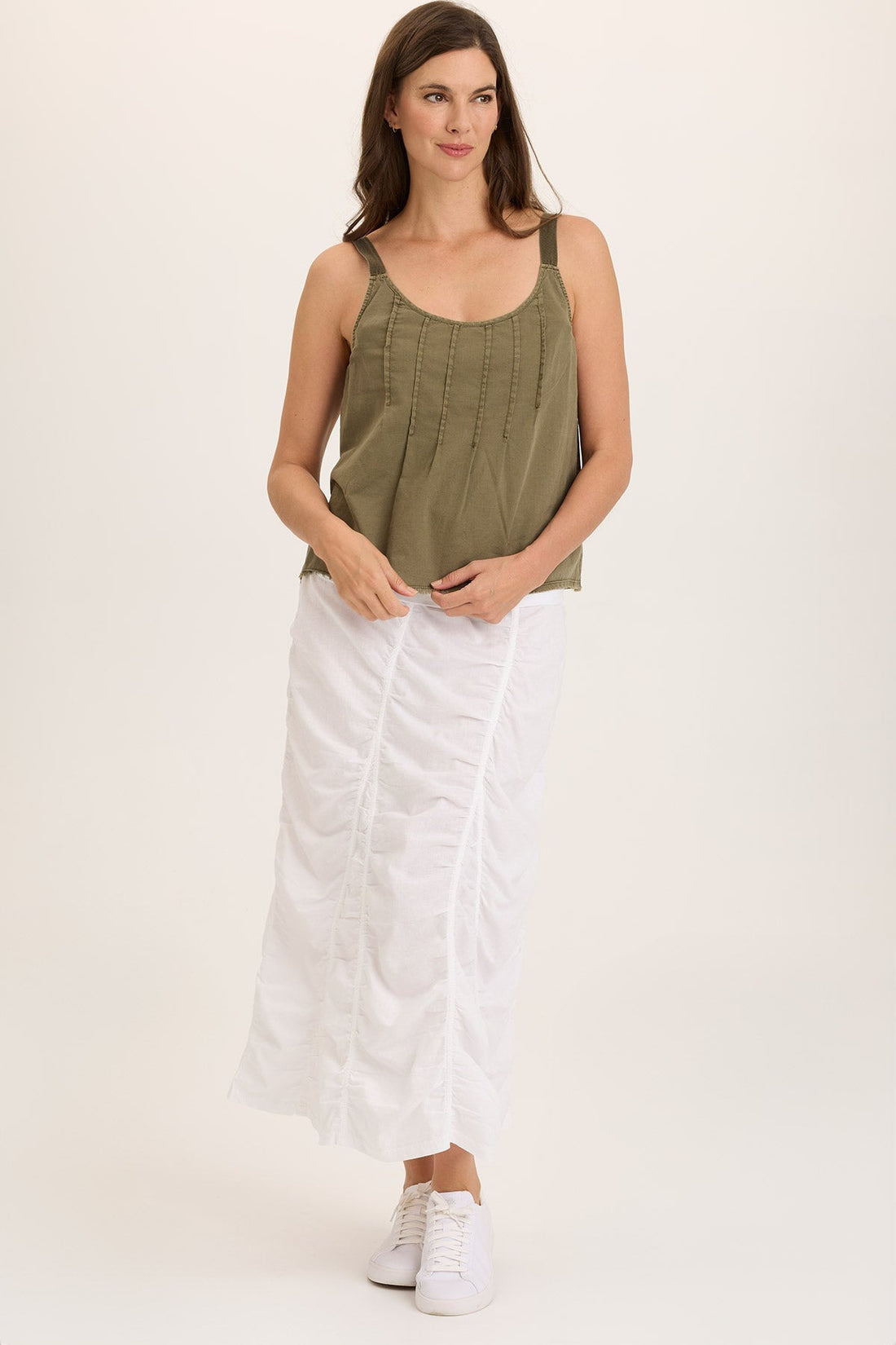 Shawnie Linen Billowy Pintuck Tank