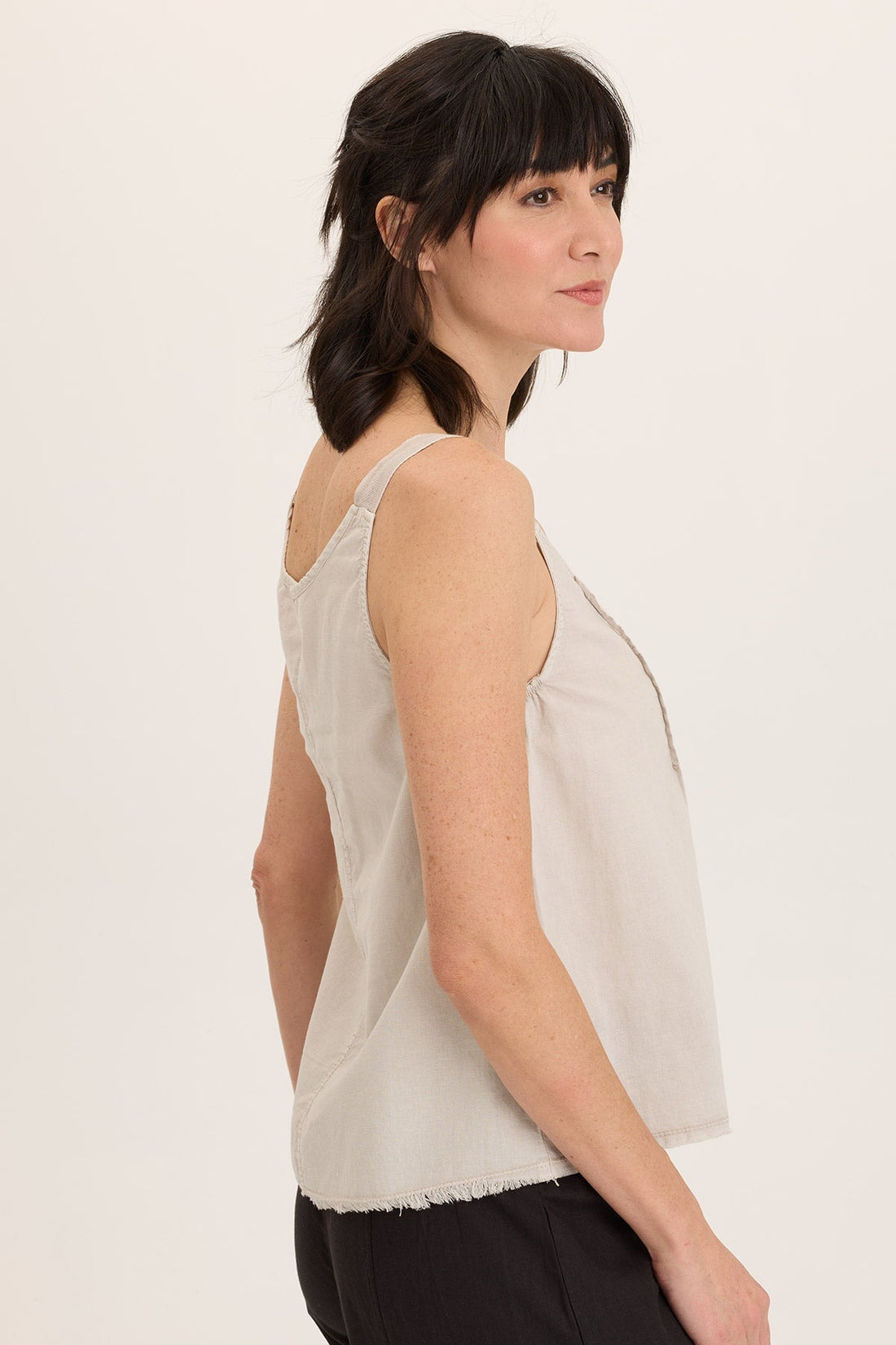 Shawnie Linen Billowy Pintuck Tank