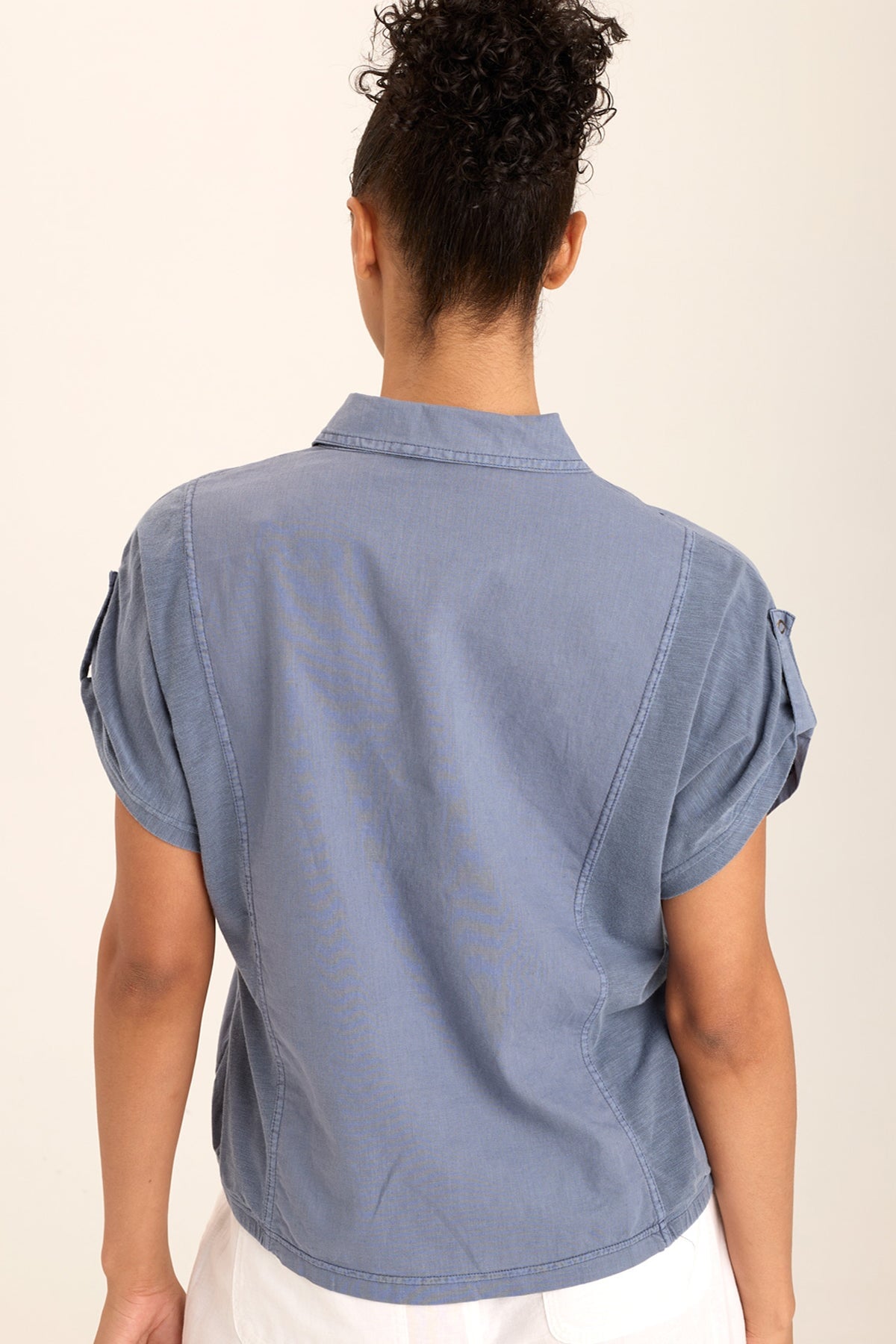 Abner Linen/Jersey Button-Up Top