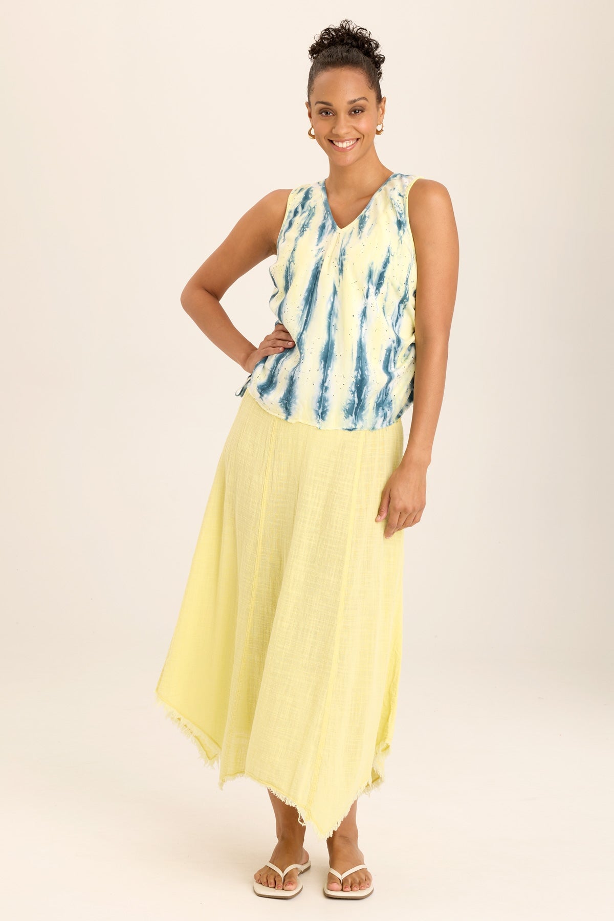 Ileana Cinched Soft Twill V-Neck Tank