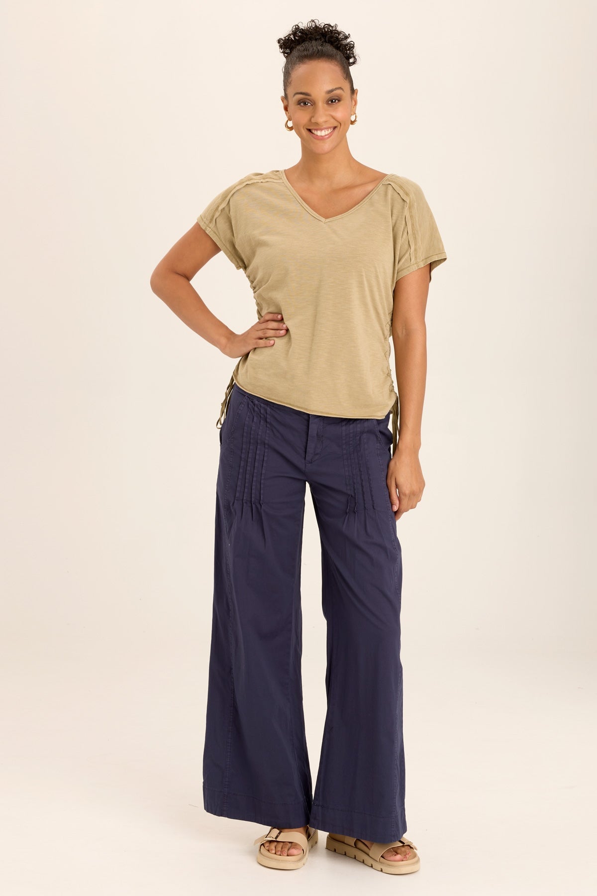 Diggory Cinched Cord V-Neck Jersey Tee